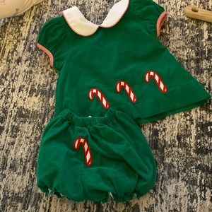 Smockingbird Christmas Candy Cane dress w/bloomers